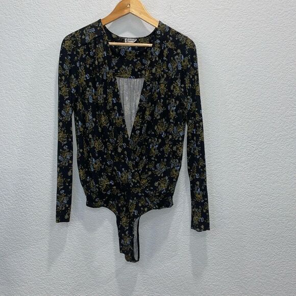 Intimately Free People Turnt Bodysuit in Night Combo Black Floral Size Large - Picture 2 of 9